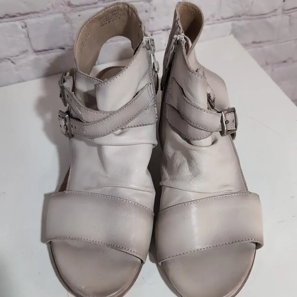 Miz Mooz Cassius Womens Linen Leather Zipper Heeled Sandals Shoes Al40 US 9-9.5 - Picture 7 of 11